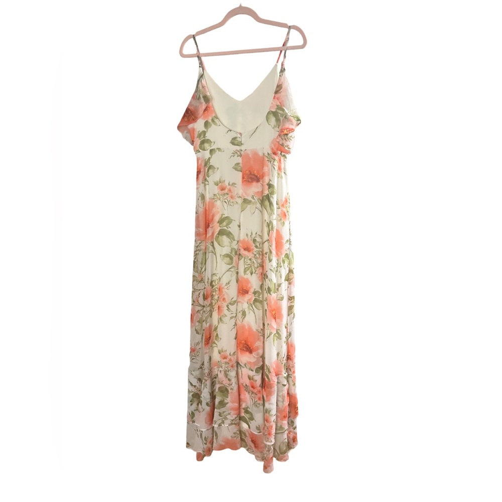 Altar’d State White Coral Pink Orange Floral Maxi Dress Flutter Ruffle Knoll M - Picture 5 of 11